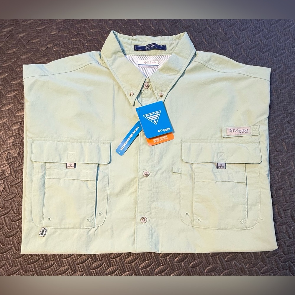 Columbia PFG Men's Light Green Bahama II Fishing Shirt Size 3XT NWT